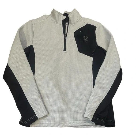 Men’s Spyder Bandit Outbound Black and Grey Fleece 1/4 Zip Jacket Pullover - Picture 1 of 5